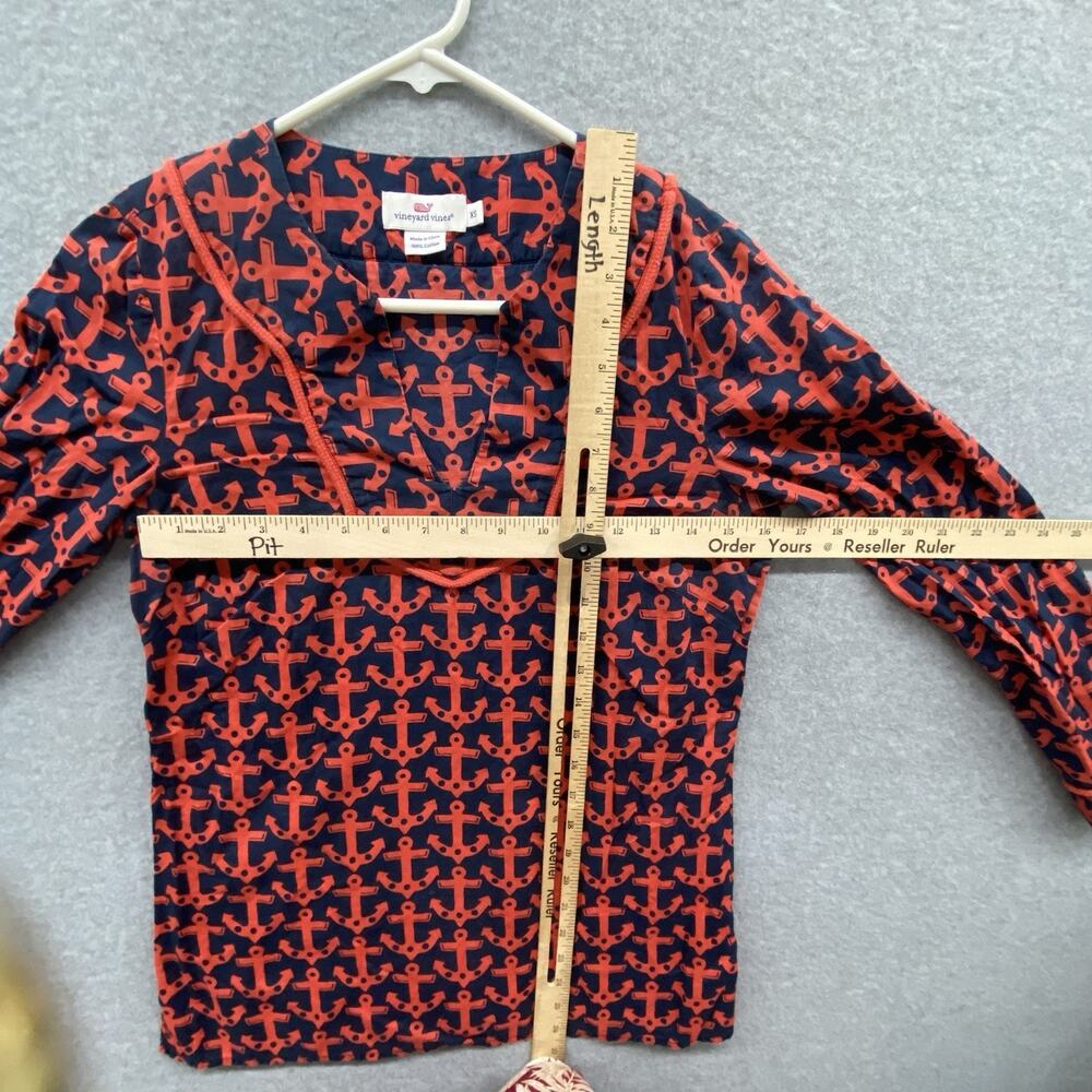 Vineyard Vines Women’s XS Nautical Anchor Print Top Red Navy Preppy Coastal - Picture 6 of 8